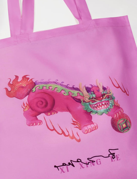 XIXINGLE喜行乐：Pink Kylin Tote Bag粉麒麟环保袋
