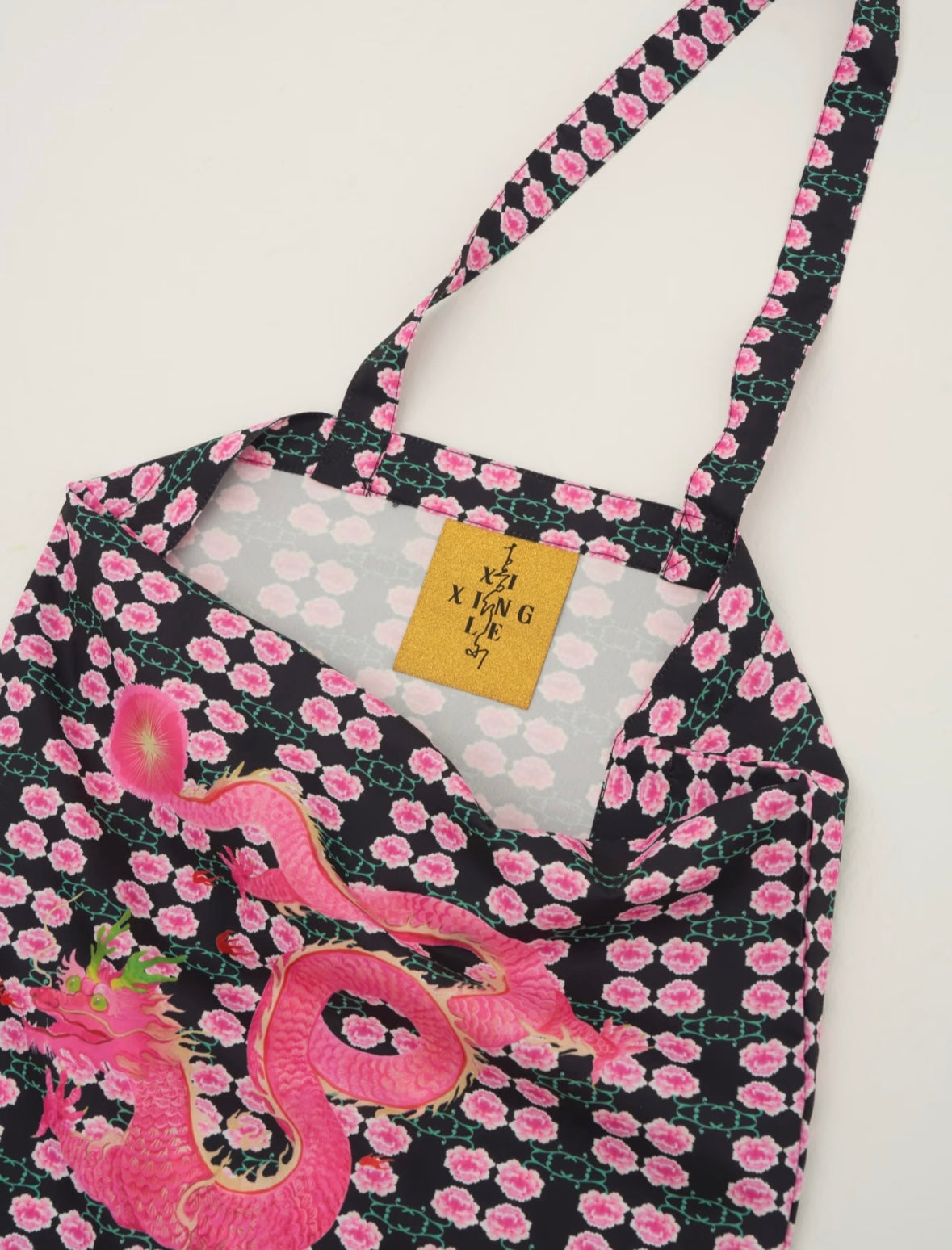 XI XING LE喜行乐: Pink Dragon Tote Bag粉龙环保袋