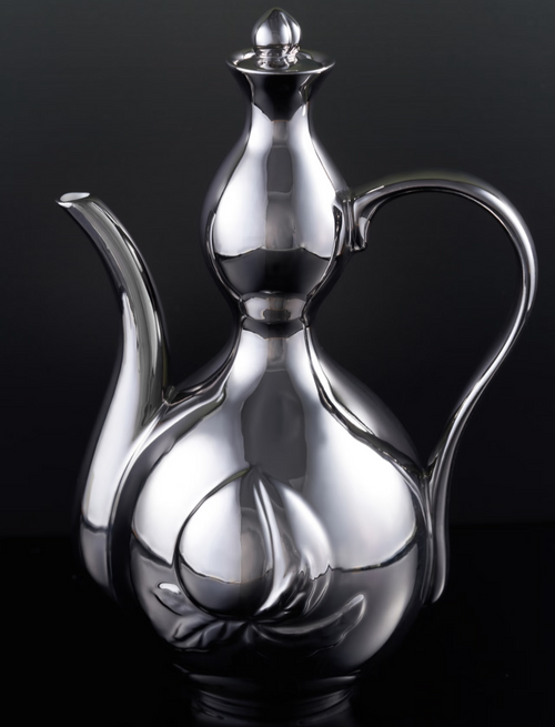 XI XING LE喜行乐： Silver Peach Flagon 千杯不醉福禄桃酒壶银色