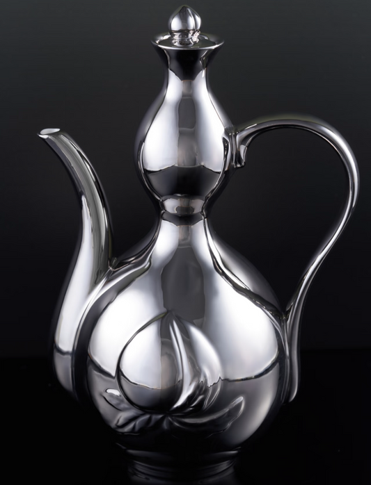 XI XING LE喜行乐： Silver Peach Flagon 千杯不醉福禄桃酒壶银色