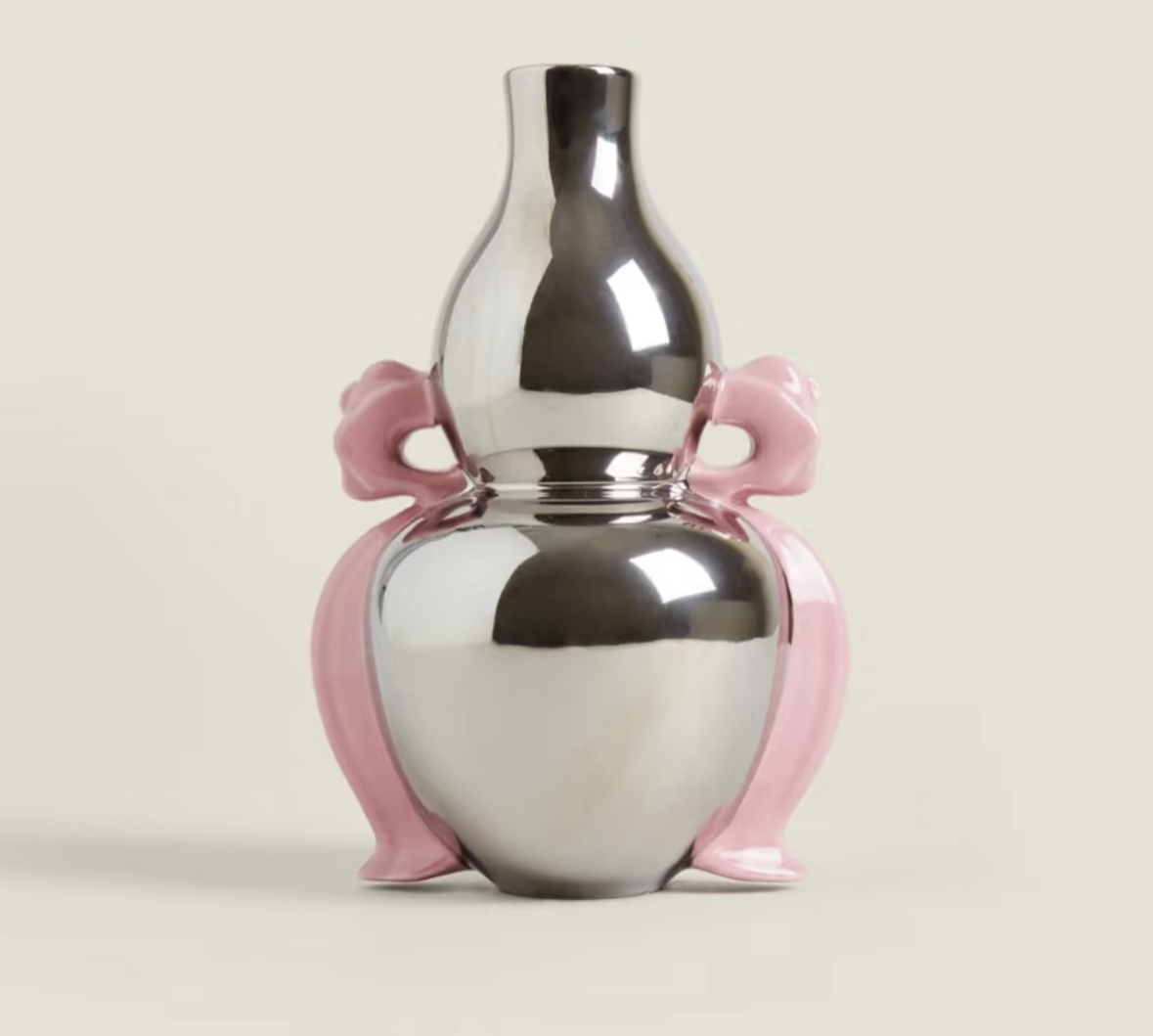 XI XING LE喜行乐：Pink & Silver Gourd祥瑞麒麟葫芦彩结瓶粉银