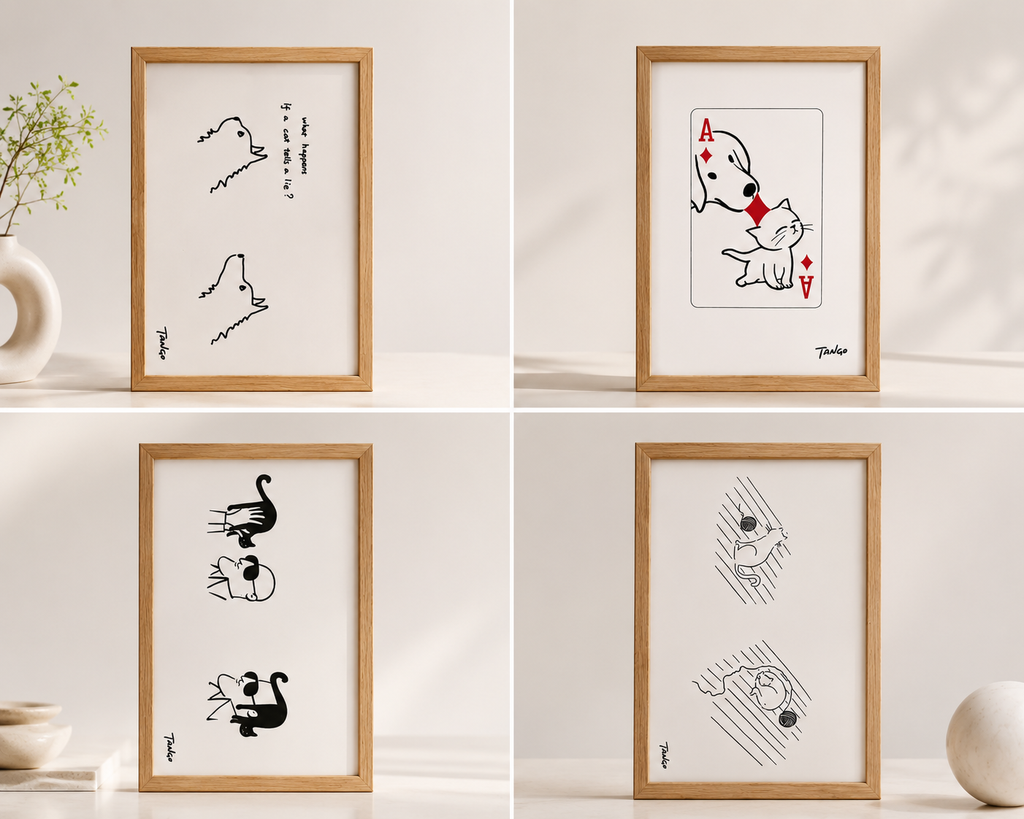 Tango Cat Print | 猫猫禅 by Tango