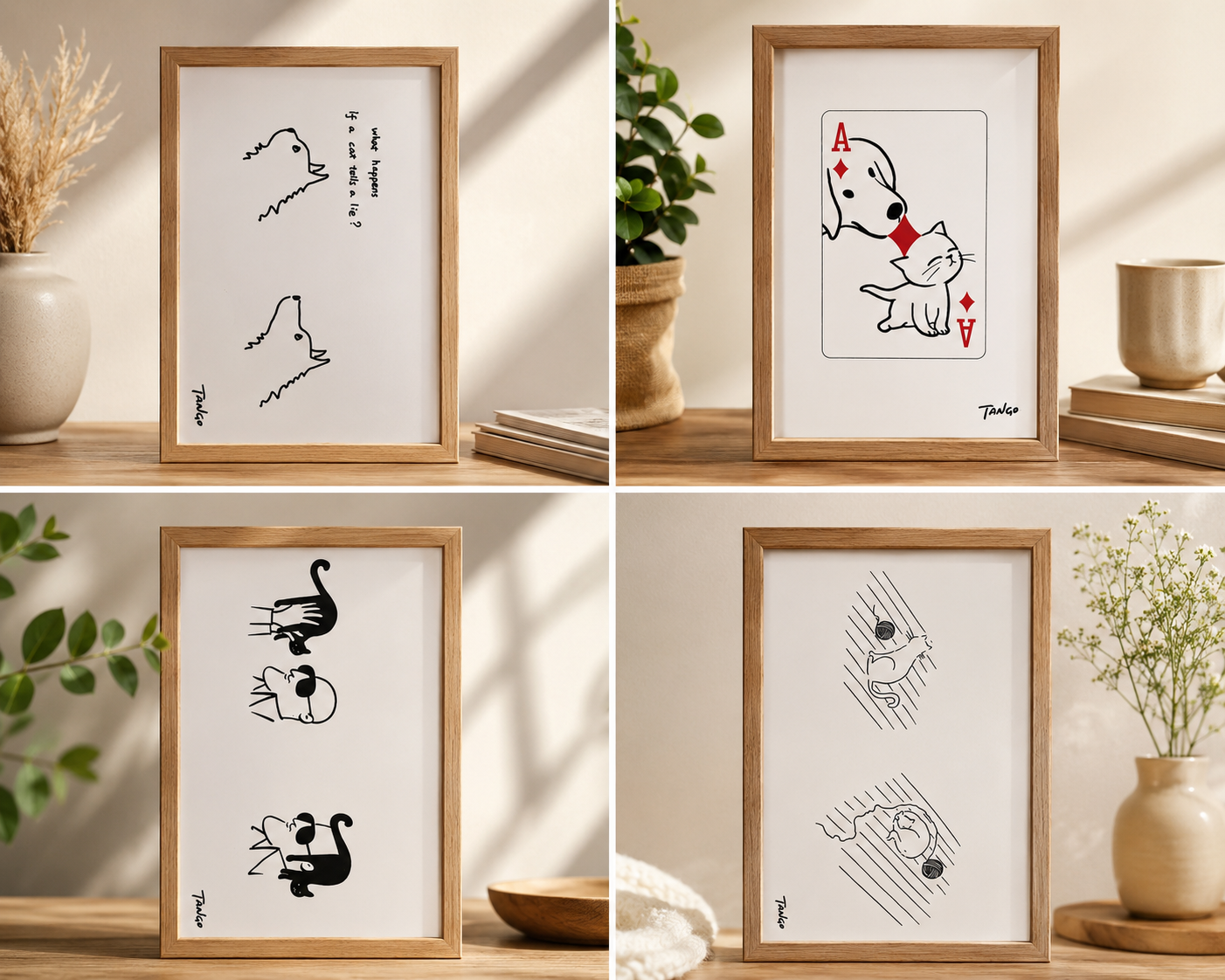 Tango Cat Print | 猫猫禅 by Tango